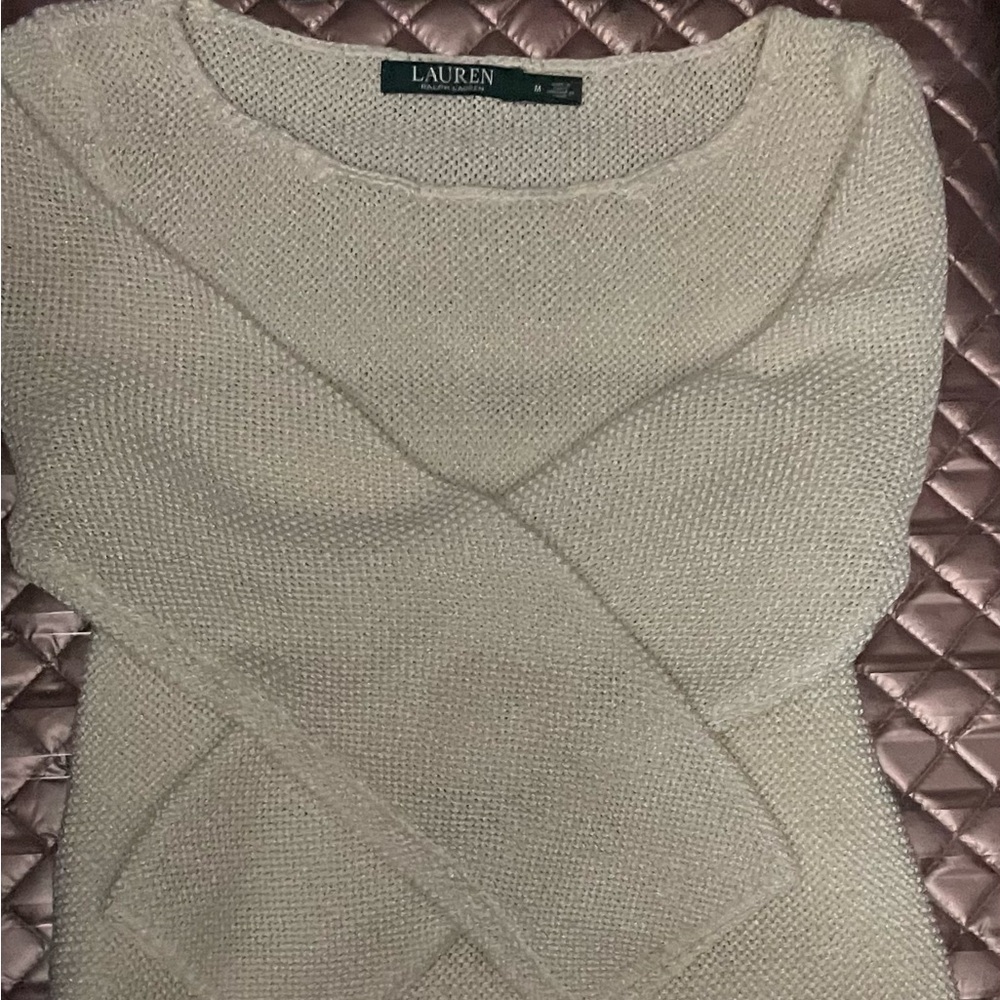 Ralph Lauren Cream Crew Neck Sweater with Textured Knit